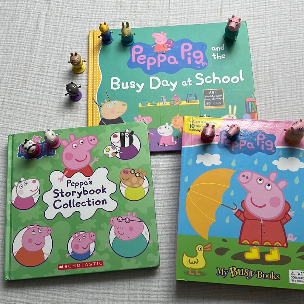 Peppa Pig Storybook Collection Book Bundle and Mini Figures Toy Lot